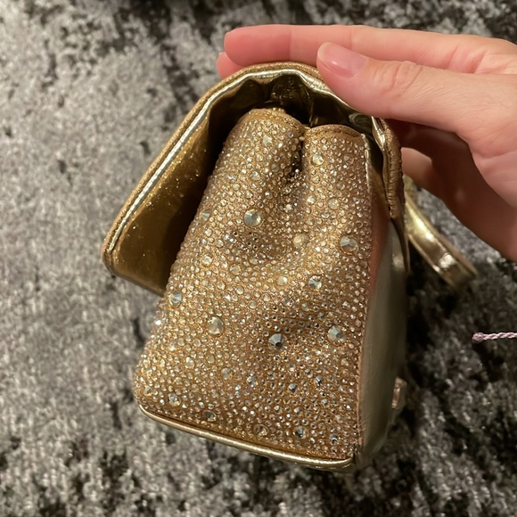 Betsey Johnson gold rhinestone crossbody purse - Picture 8 of 9